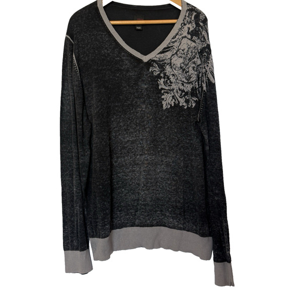 J Ferrar Mens Lightweight Fleur De Lis Sweater Size XL Cotton Preppy Grunge Ligh - Picture 1 of 11